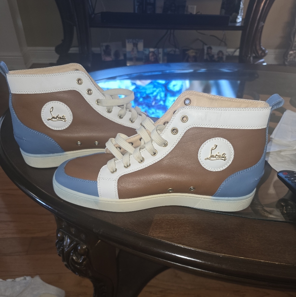 Louboutin luxury leather tennis shoes, size